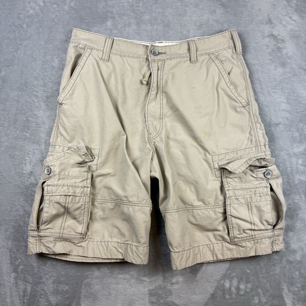 Levi’s Baggy Cargo Shorts Khaki Beige 100% Cotton Men’s Size 36 Utility Y2K